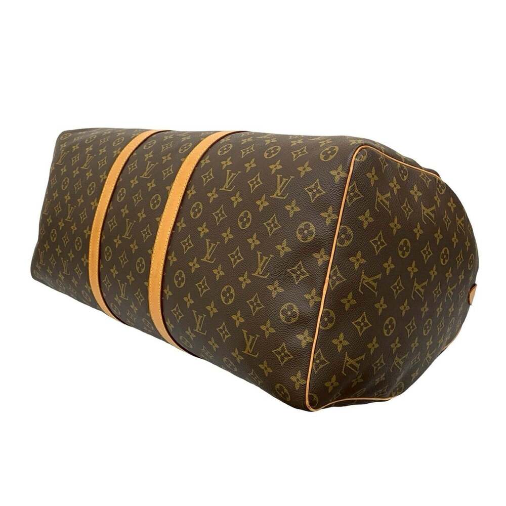 LOUIS VUITTON Vintage Brown Monogram Leather Keepall 60 Boston Bag - Picture 8 of 9